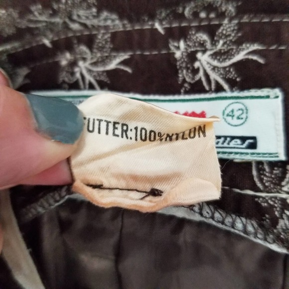 Vintage Alphorn Trachtenmode Von Adler Skirt Dirndl Brown Print Cotton 42 - Picture 12 of 12